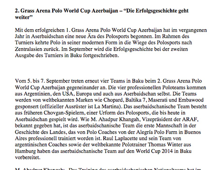 2nd Arena Polo World Cup Azerbaijan - Deutsch